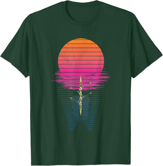 Vaporwave Athlete Rowing Crew Sunset Rower T-Shirt - T-Shirt | Forest