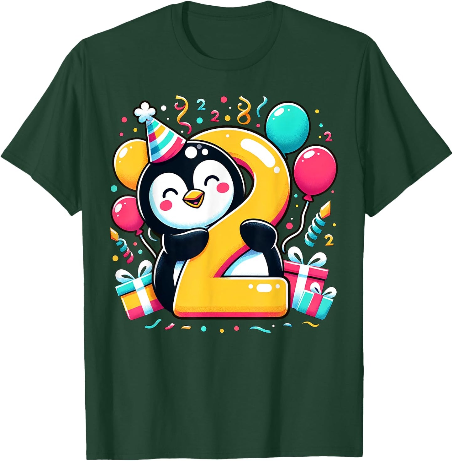 Penguin 2nd birthday boy girl 2 years old second two Penguin T-Shirt - T-Shirt | Forest