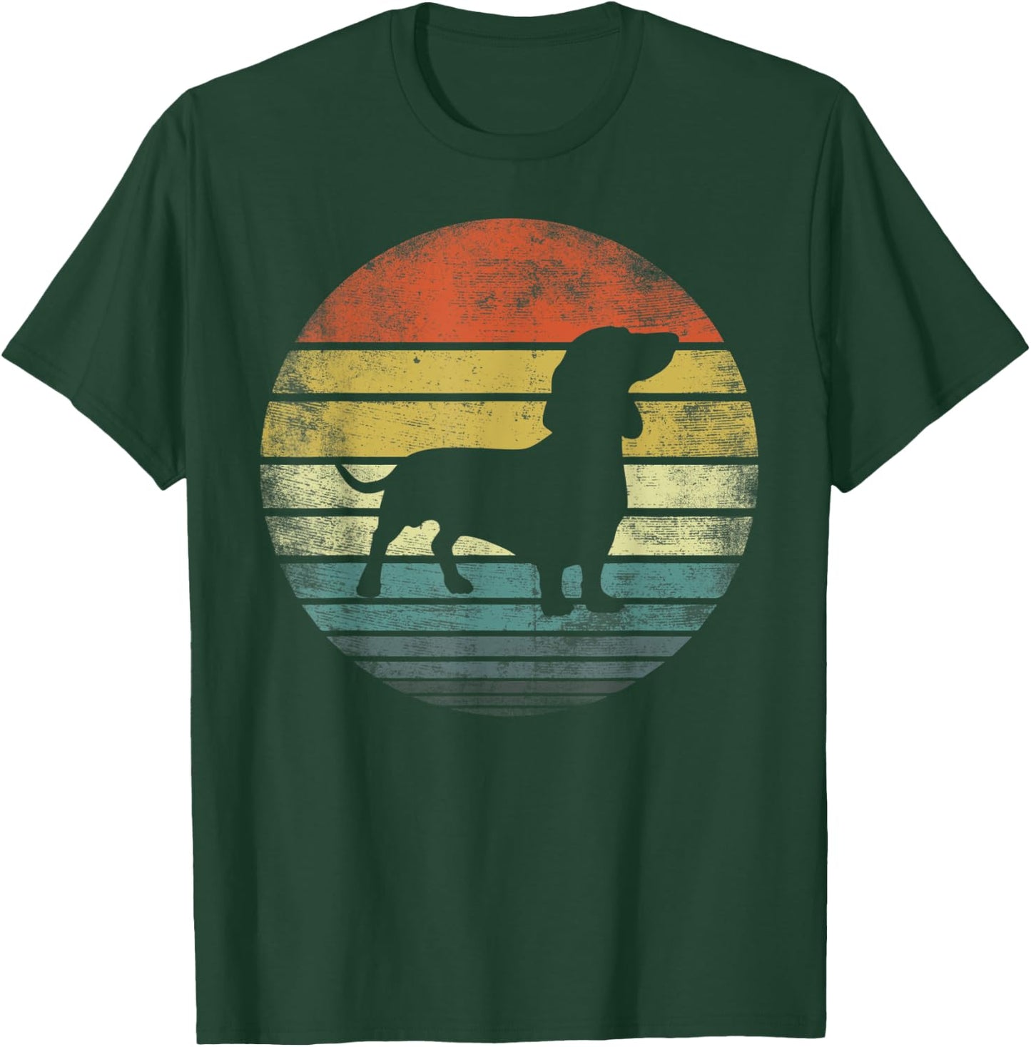 Dachshund Lover Owner Gifts Retro Sunset Dog Silhouette Dad T-Shirt - T-Shirt | Forest