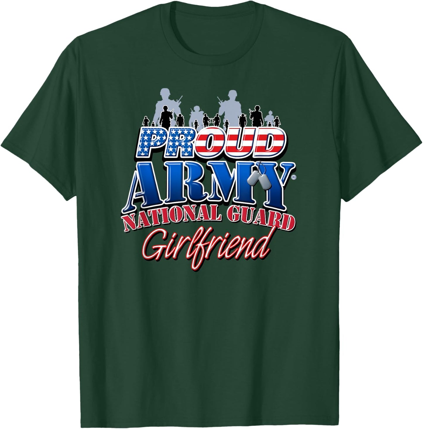 Proud Army National Guard Girlfriend US Dog Tag Shirt Women T-Shirt - T-Shirt | Forest