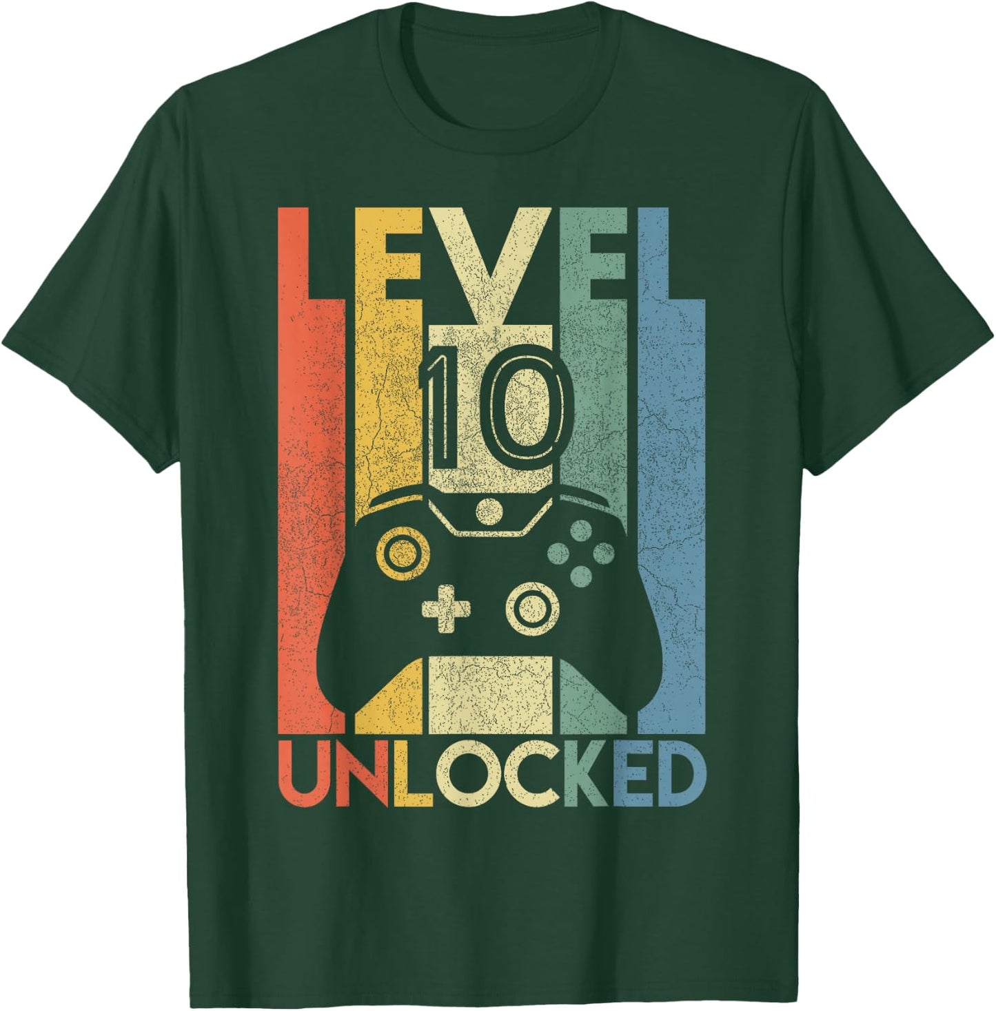 Level 10 Unlocked Shirt Funny Video Gamer 10th Birthday Gift T-Shirt - T-Shirt | Forest