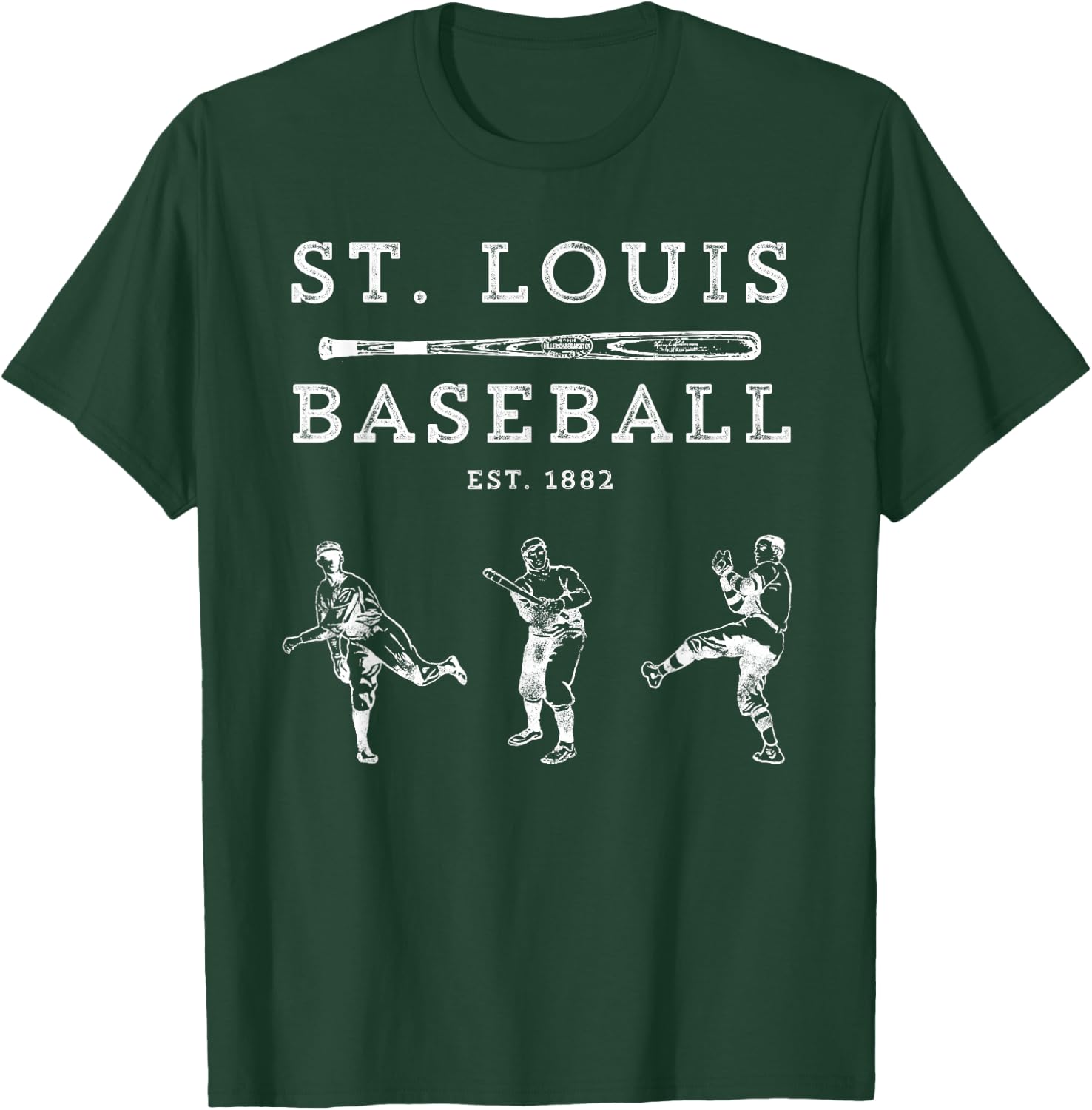 Classic St. Louis Missouri Baseball Fan Retro T-Shirt - T-Shirt | Forest