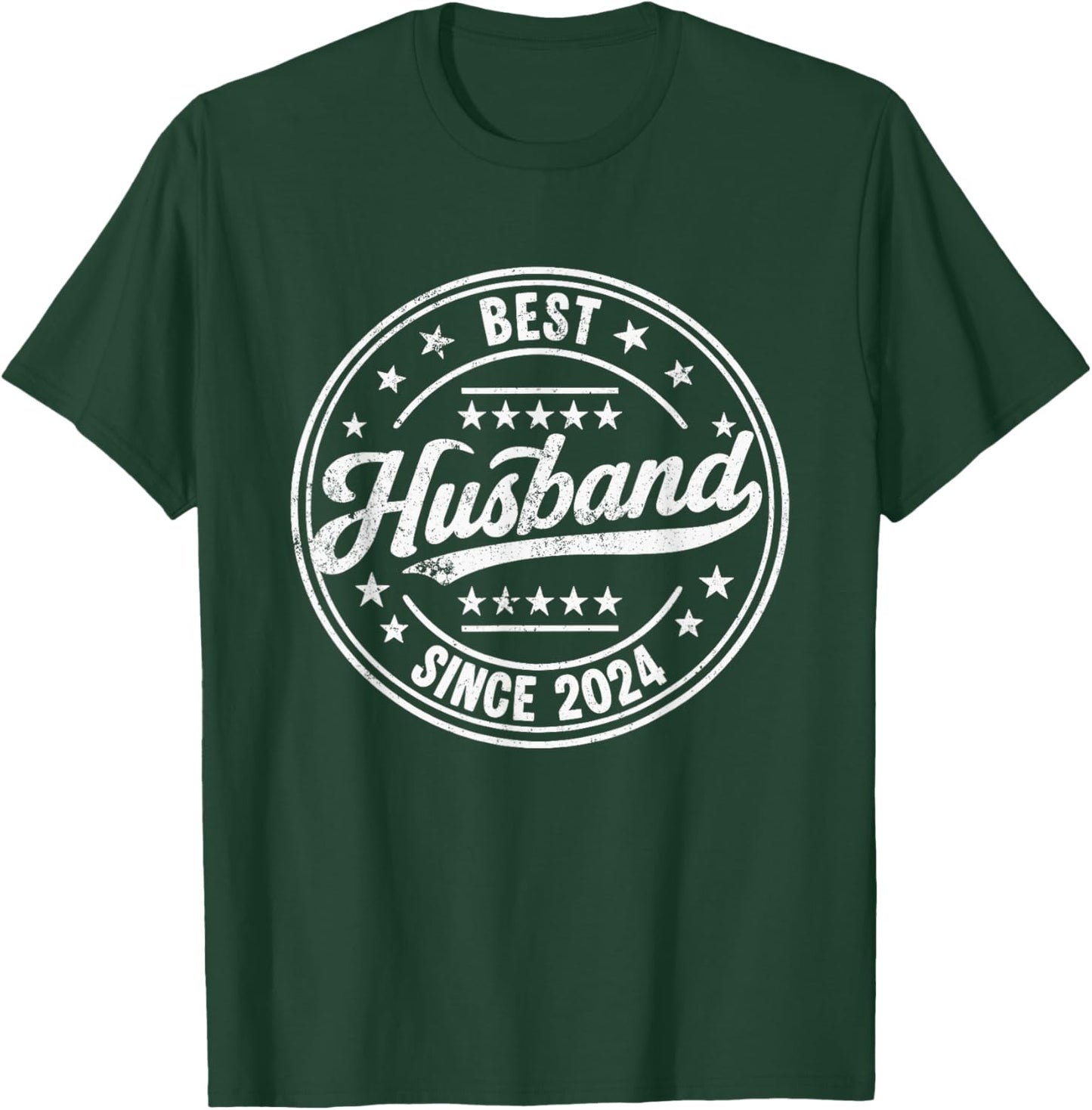 Retro Proud Best Husband Since 2024 2nd Wedding Anniversary T-Shirt - T-Shirt | Forest