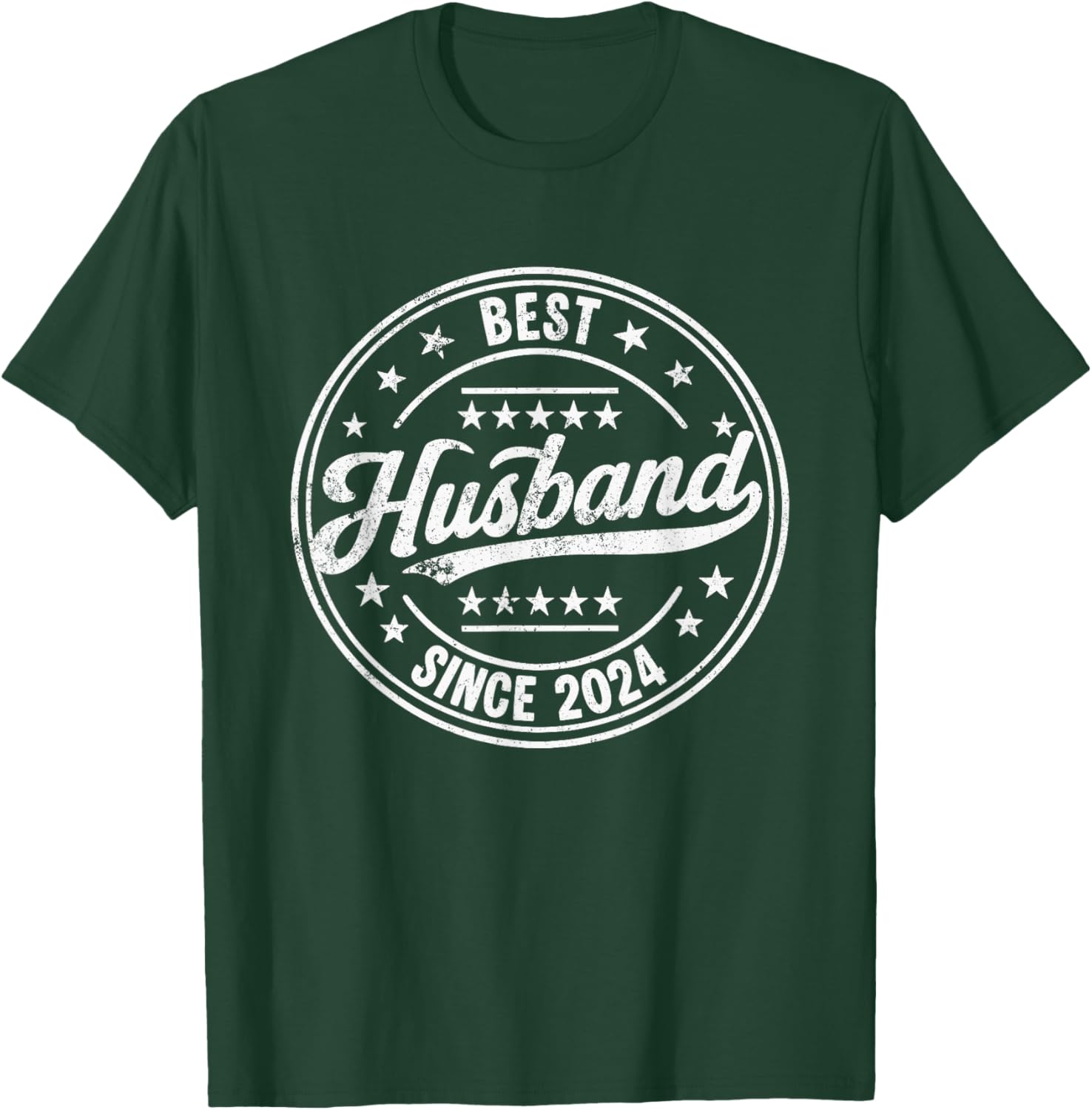 Retro Proud Best Husband Since 2024 2nd Wedding Anniversary T-Shirt - T-Shirt | Forest