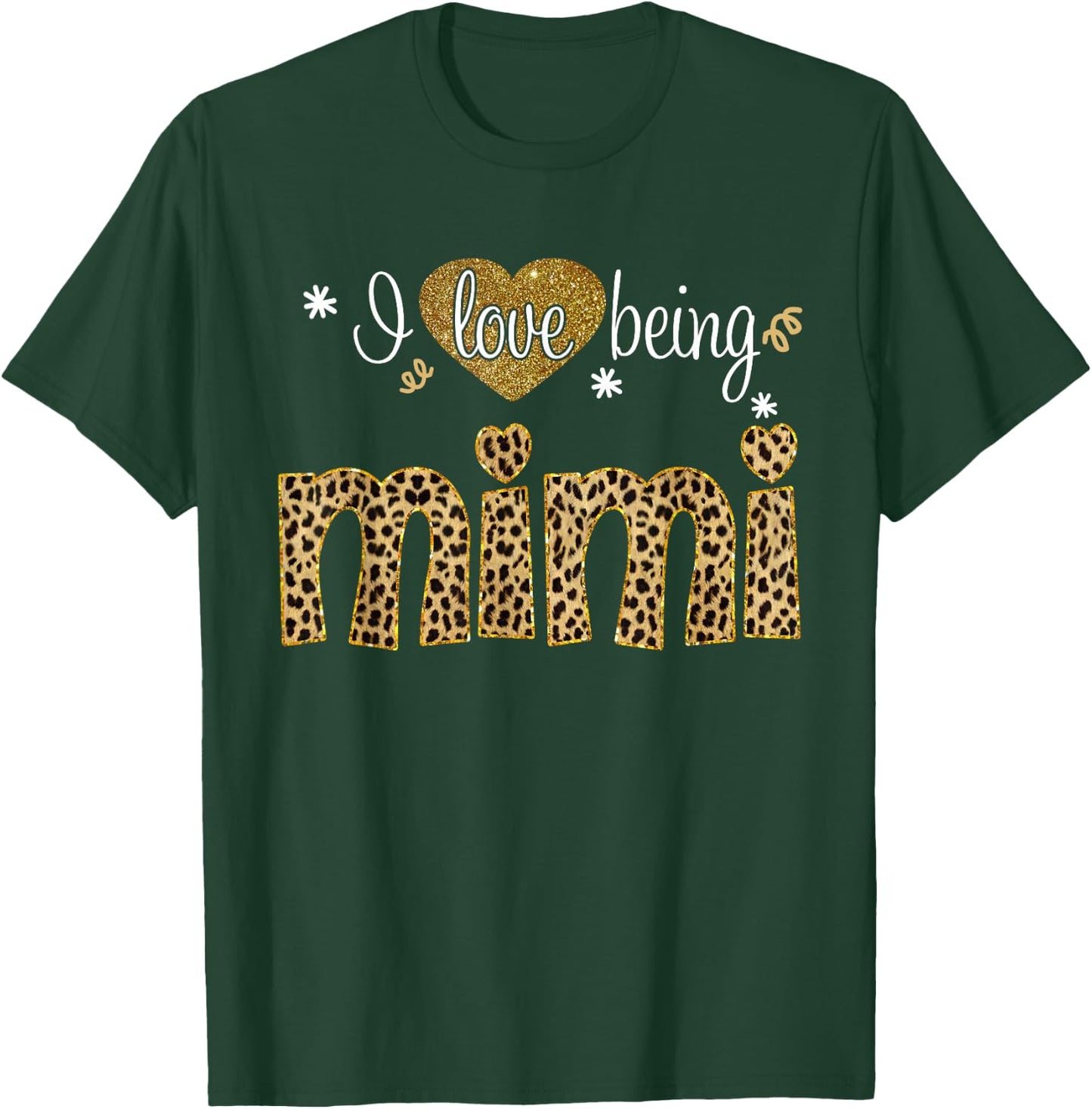I Love Being Mimi Leopard Plaid Xmas Mimi gifts For Grandma T-Shirt - T-Shirt | Forest