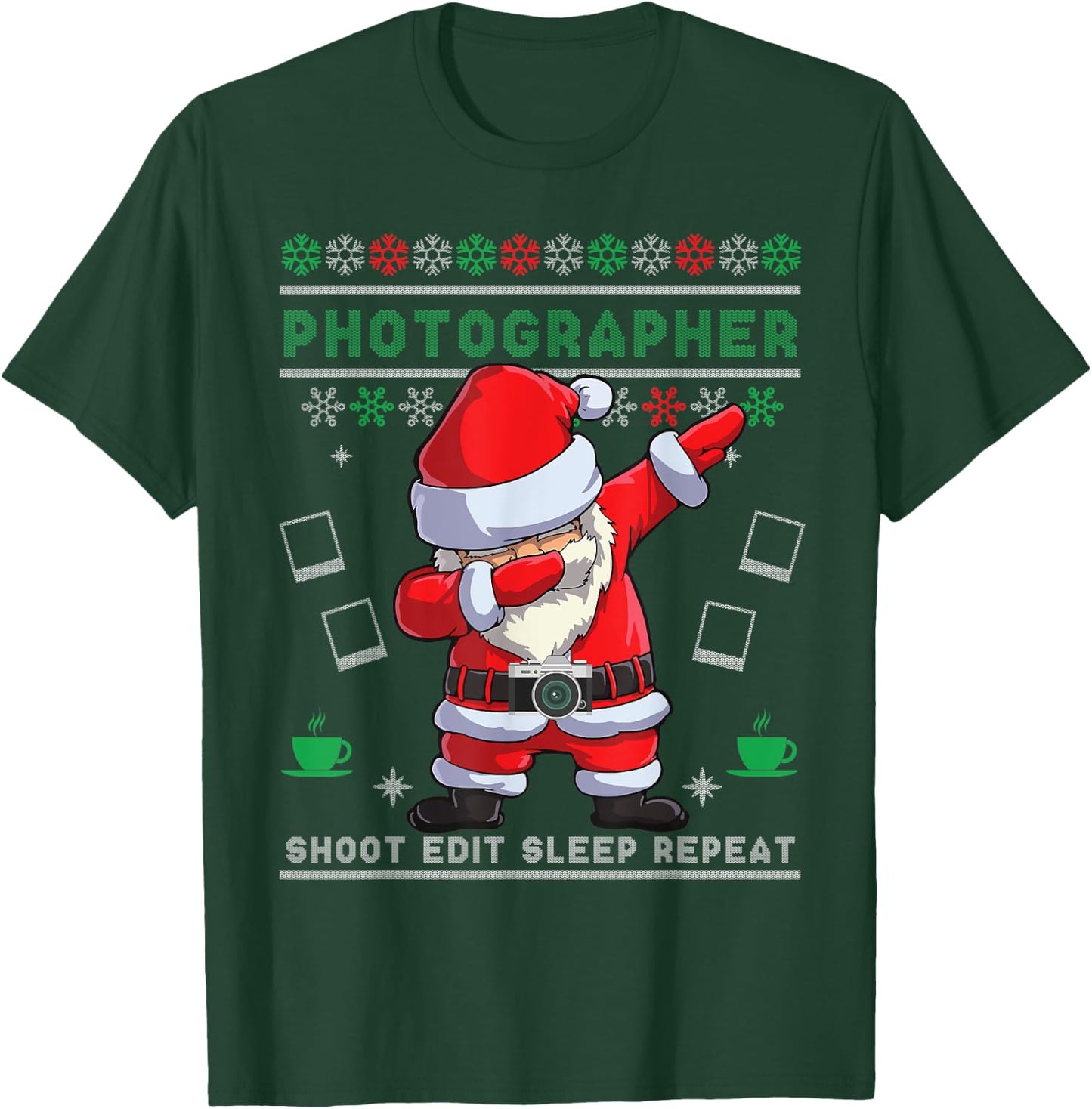 Dabbing Santa Photographer Christmas Ugly Sweater Camera T-Shirt - T-Shirt | Forest