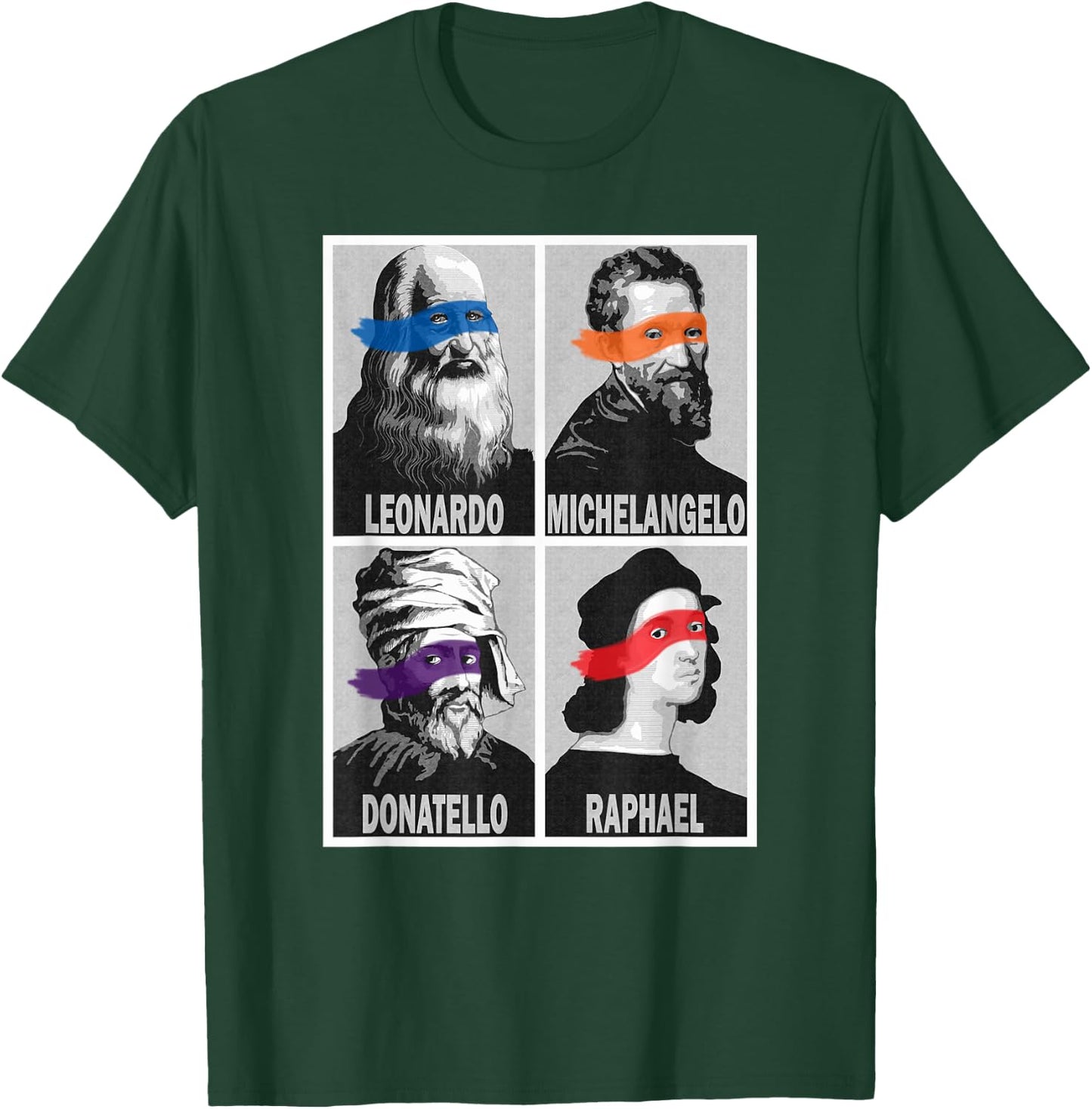 Renaissance Ninja Artists Poster Style Pop Art T-Shirt - T-Shirt | Forest
