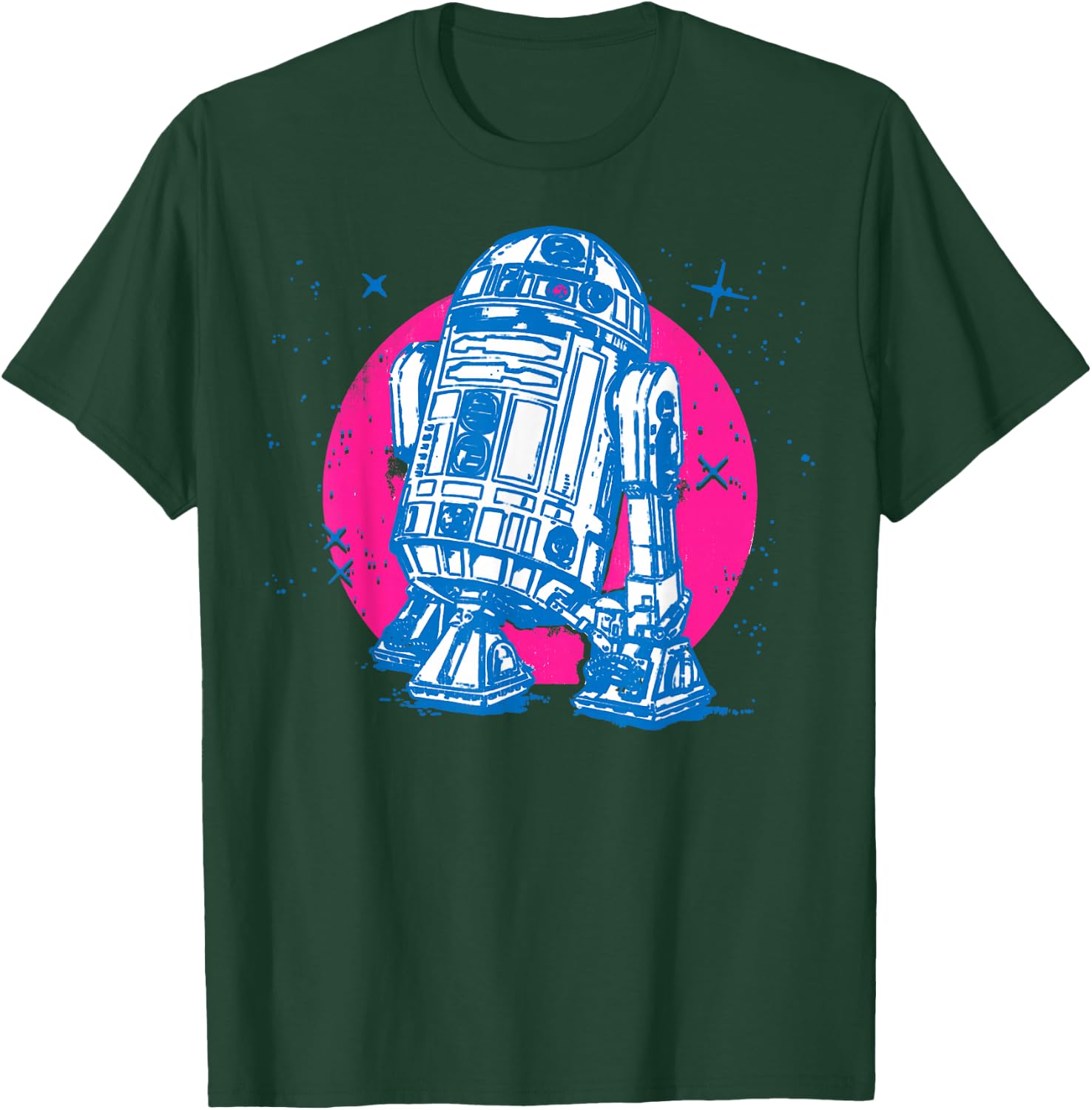 Star Wars R2-D2 Vintage Neon Retro Sparkly Badge T-Shirt - T-Shirt | Forest