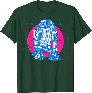 Star Wars R2-D2 Vintage Neon Retro Sparkly Badge T-Shirt - T-Shirt | Forest