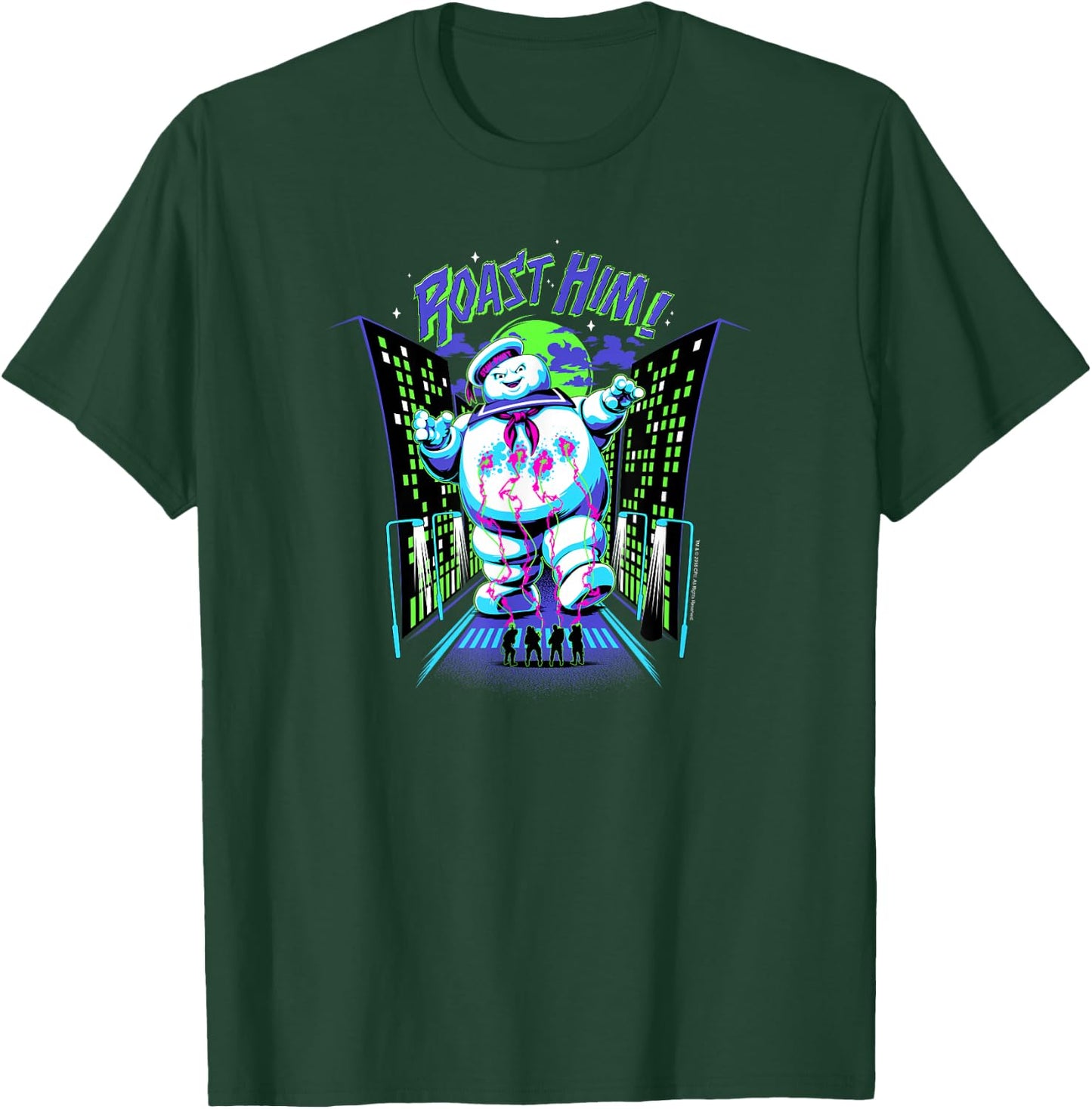 Ghostbusters Roast Him! Stay Puft Arcade Graphic Retro Movie T-Shirt - T-Shirt | Forest