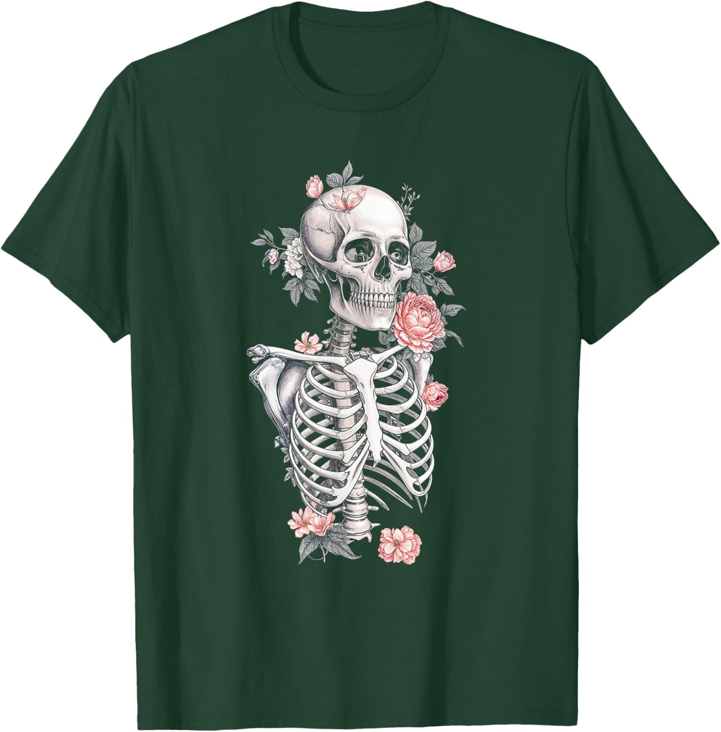 Floral Skeleton Flowers Goth Aesthetic T-Shirt - T-Shirt | Forest