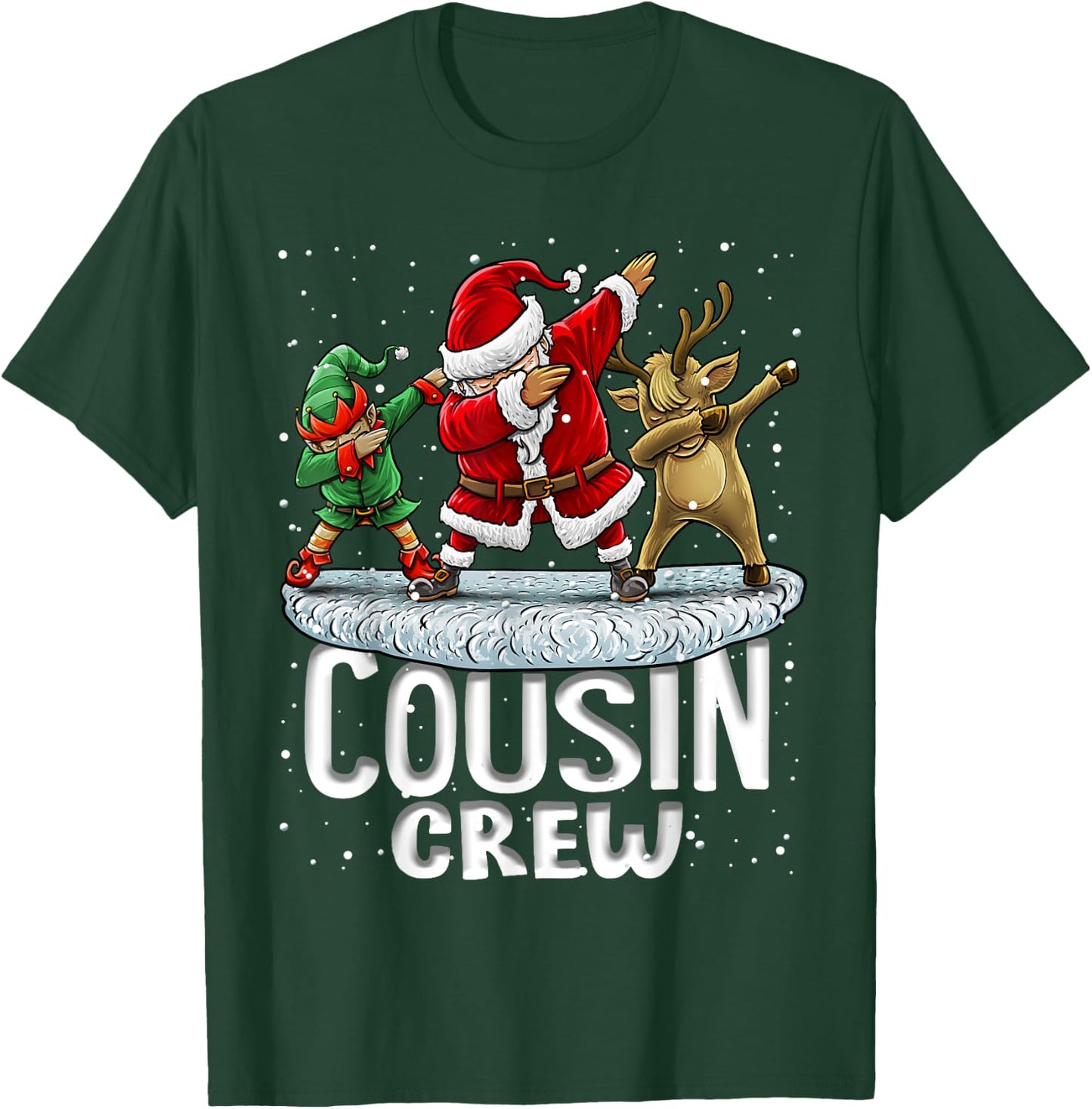 Cousin Crew Santa Elf Dabbing Matching Family Christmas T-Shirt - T-Shirt | Forest