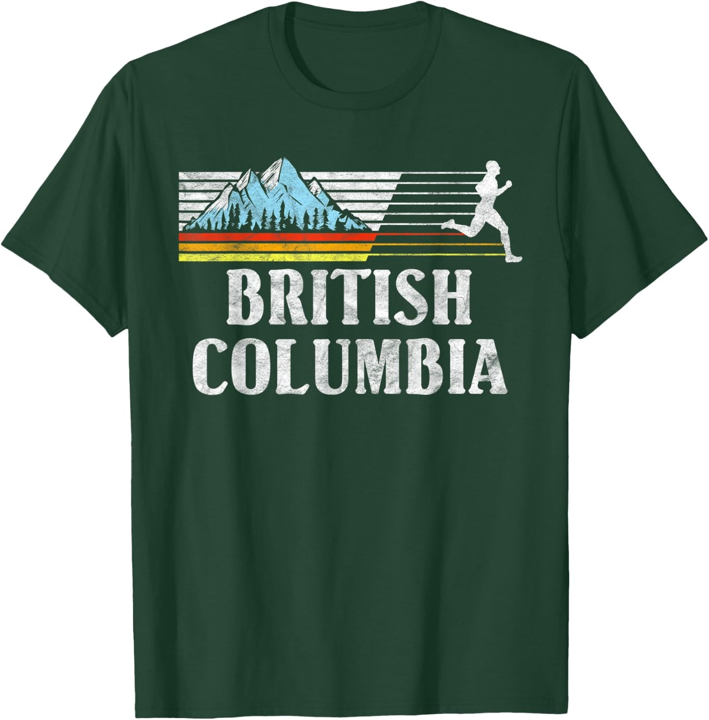 British Columbia Trail Running Retro Mountains 80s Graphic T-Shirt - T-Shirt | Forest