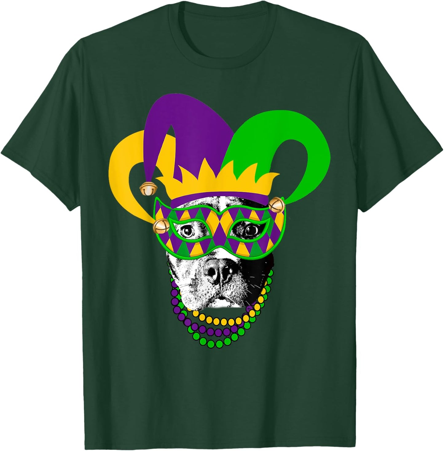 Mardi Gras Pitbull Dog Cute Mardi Gras Shirt T-Shirt - T-Shirt | Forest