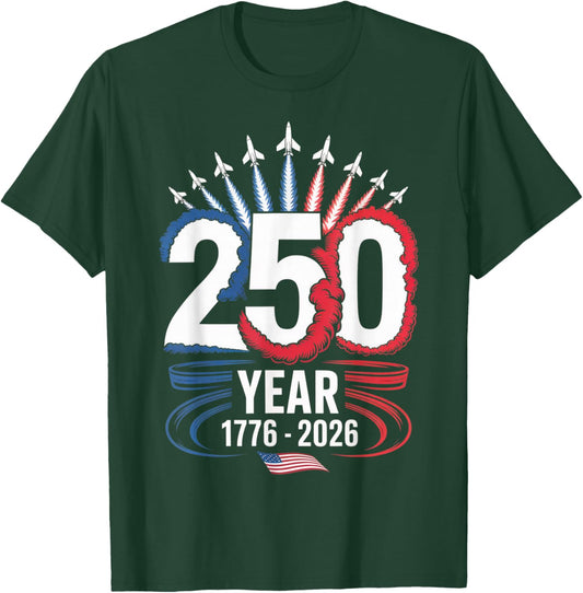 250 Years American Patriotic Birthday 250th 4th of July T-Shirt - T-Shirt | Forest