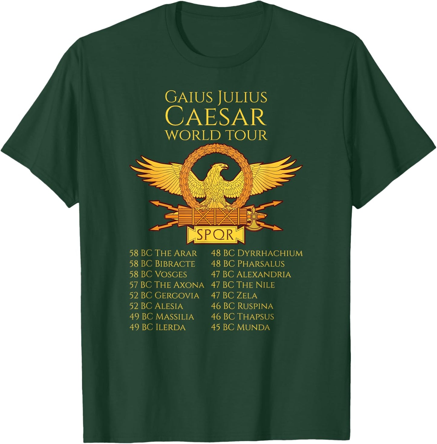 SPQR Ancient Rome Julius Caesar World Tour Roman History T-Shirt - T-Shirt | Forest