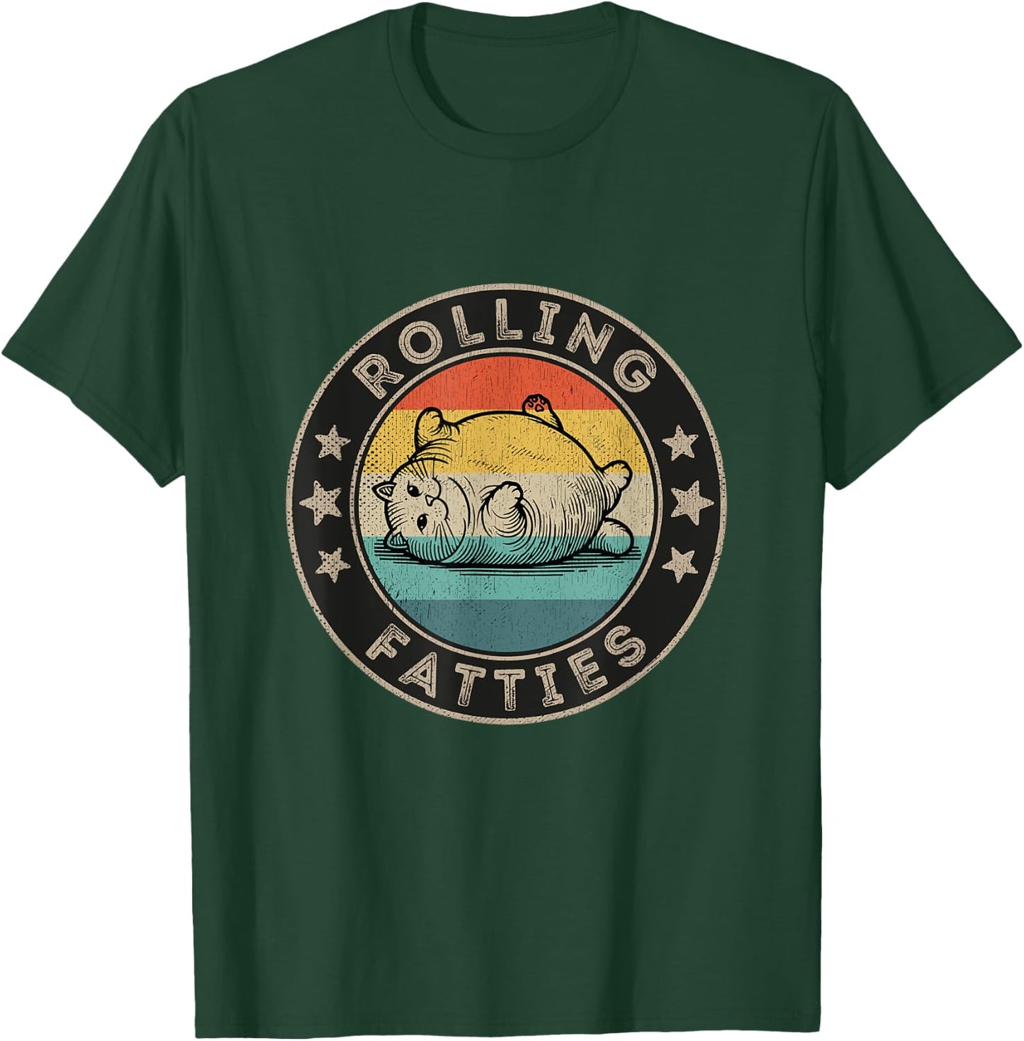 Rolling Fatties Cat Outfit Retro Vintage Fat Cat Women Kids T-Shirt - T-Shirt | Forest