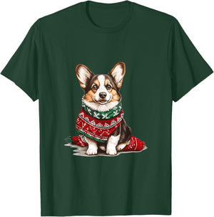 Cute Cardigan Welsh Corgi Dog Christmas Merry X-mas Graphic Men Women Kids T-Shirt - T-Shirt | Forest