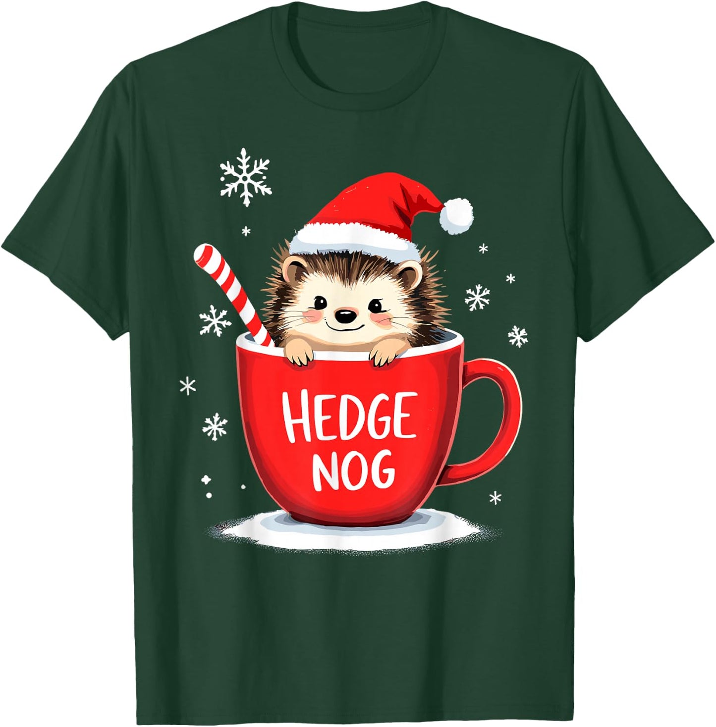 Cute Santa Hedgehog Eggnog Hedge Nog Merry Christmas T-Shirt - T-Shirt | Forest