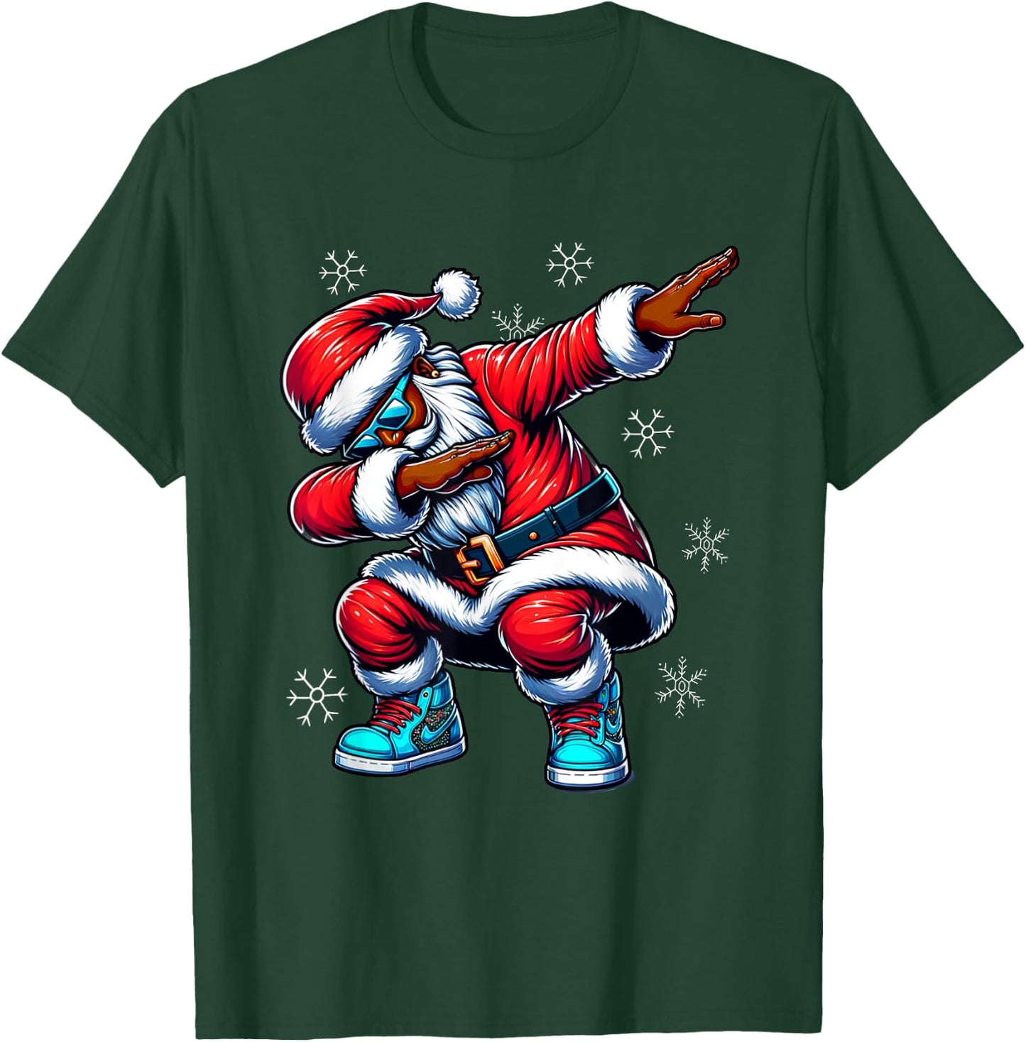 African American Christmas Dabbing Afro Santa Claus PJ T-Shirt - T-Shirt | Forest