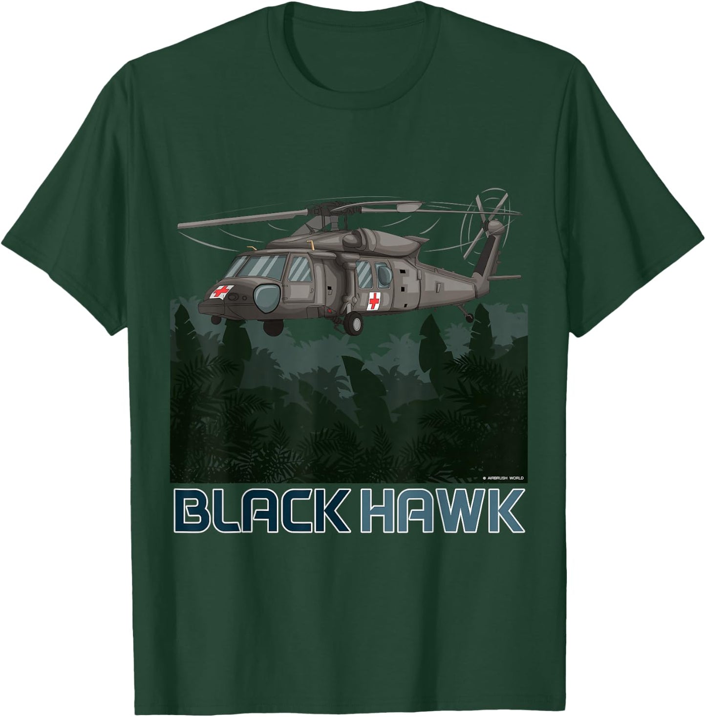 Black Hawk Helicopter Military Armed Forces Novelty Gift T-Shirt - T-Shirt | Forest
