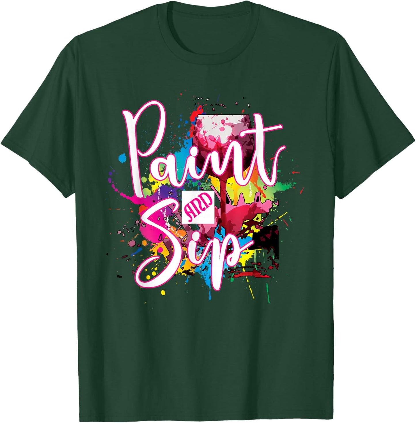 Paint and Sip Party Art Night Wine Canvas Novelty Apparel T-Shirt - T-Shirt | Forest