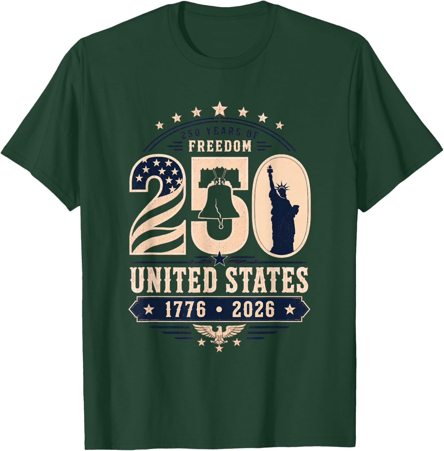 Patriotic Vintage 250th Anniversary USA 250 Year 4th of July T-Shirt - T-Shirt | Forest