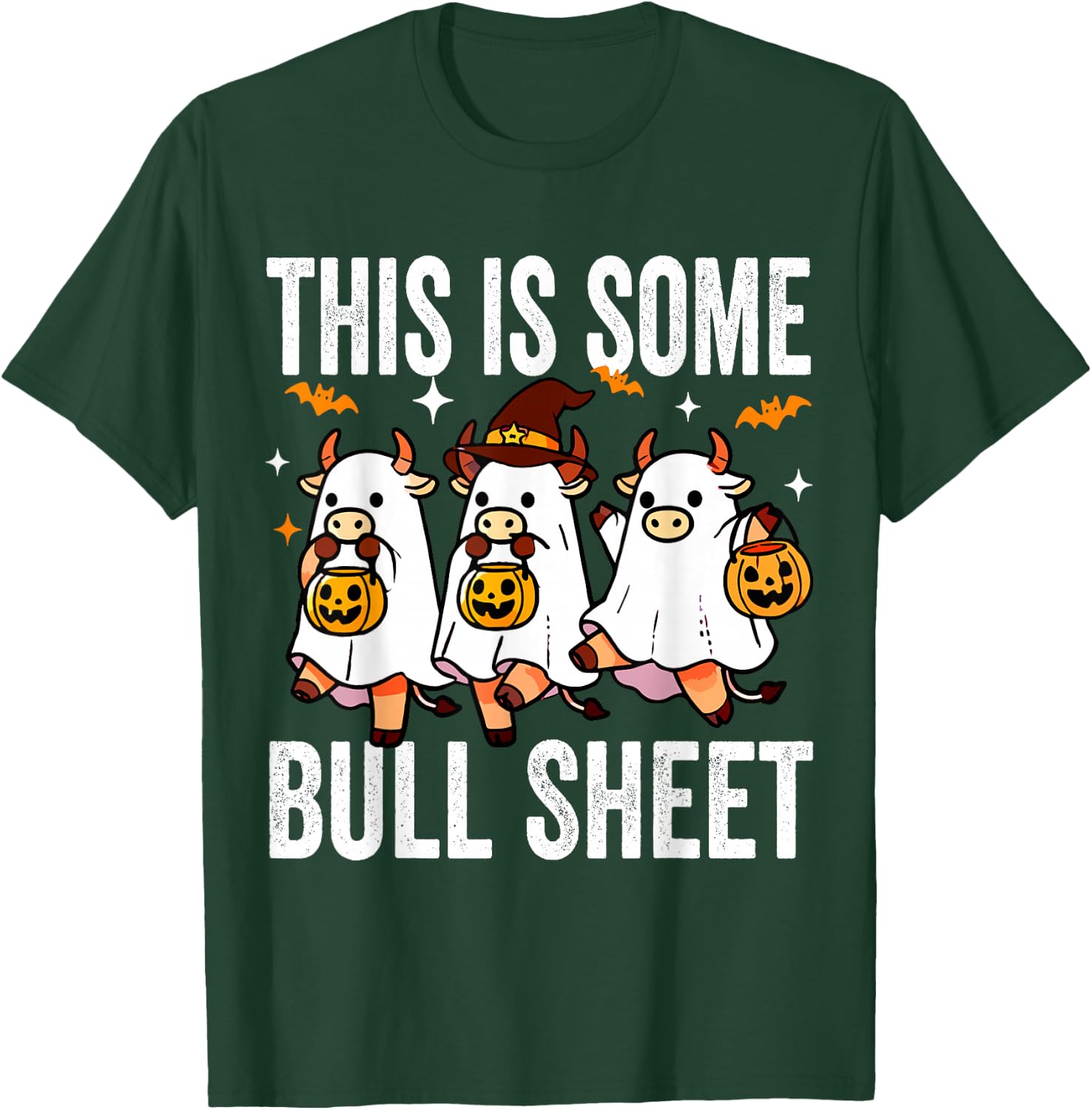 This is Some Bull Sheet Funny Halloween Cow Ghost Kid Outfit T-Shirt - T-Shirt | Forest