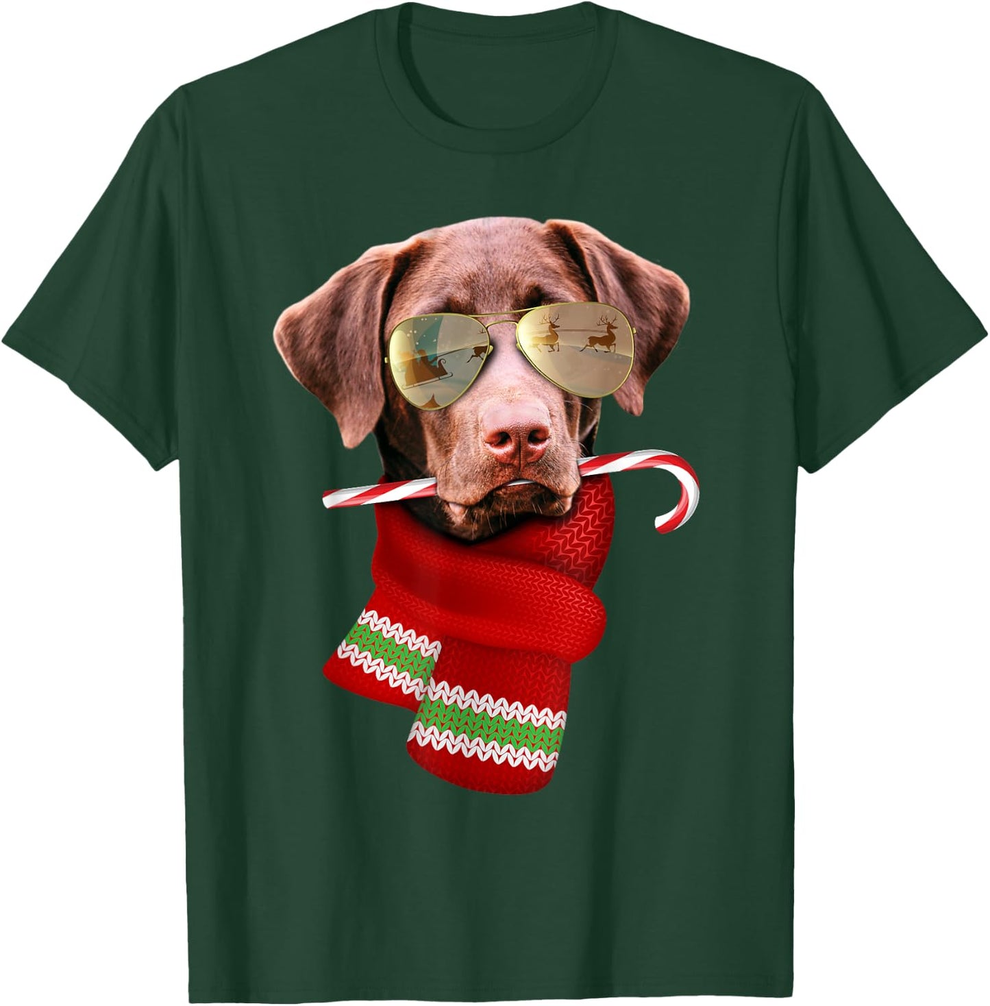 Chocolate Labrador Christmas Gift Dog Lovers Sunglasses Men Women Kids T-Shirt - T-Shirt | Forest