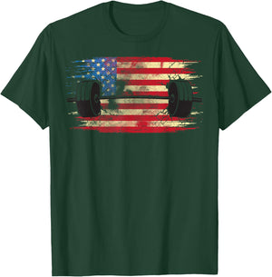 American Flag Gym and Fitness | Weight Lifting Gift T-Shirt - T-Shirt | Forest