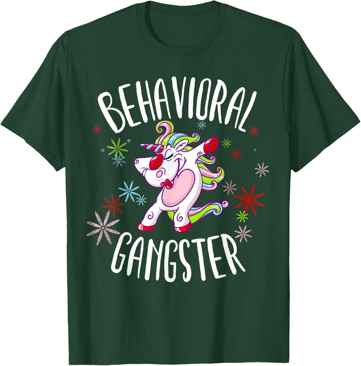 Behavioral Therapist Polka Dots Unicorn Gift ABA Therapy T-Shirt - T-Shirt | Forest