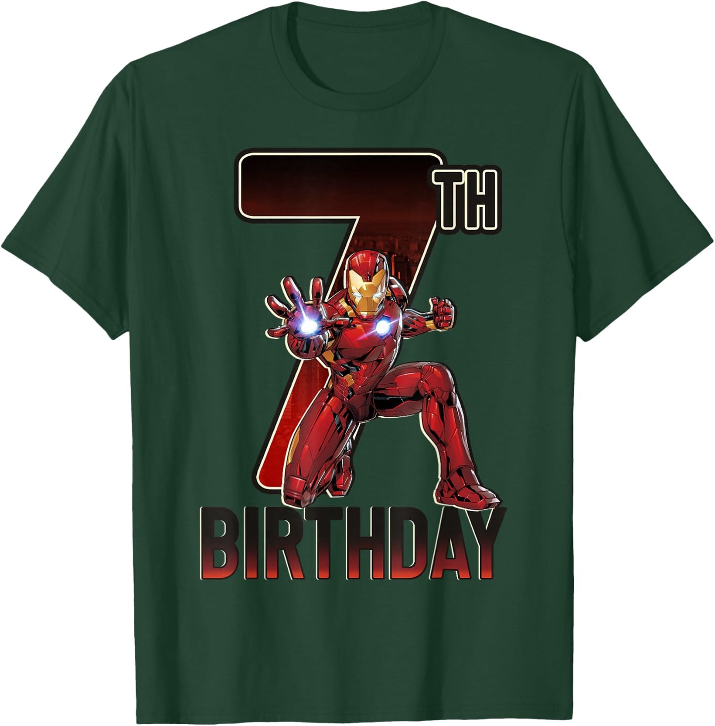 Marvel Iron Man 7th Birthday Action Pose Graphic T-Shirt - T-Shirt | Forest