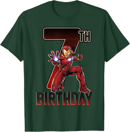 Marvel Iron Man 7th Birthday Action Pose Graphic T-Shirt - T-Shirt | Forest