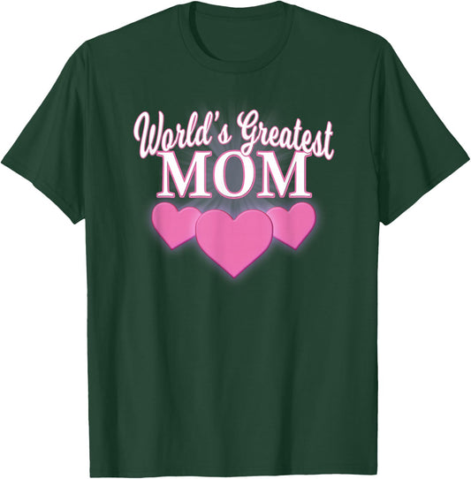 World's Greatest Mom Mother's Day Triple Heart T Shirt T-Shirt - T-Shirt | Forest