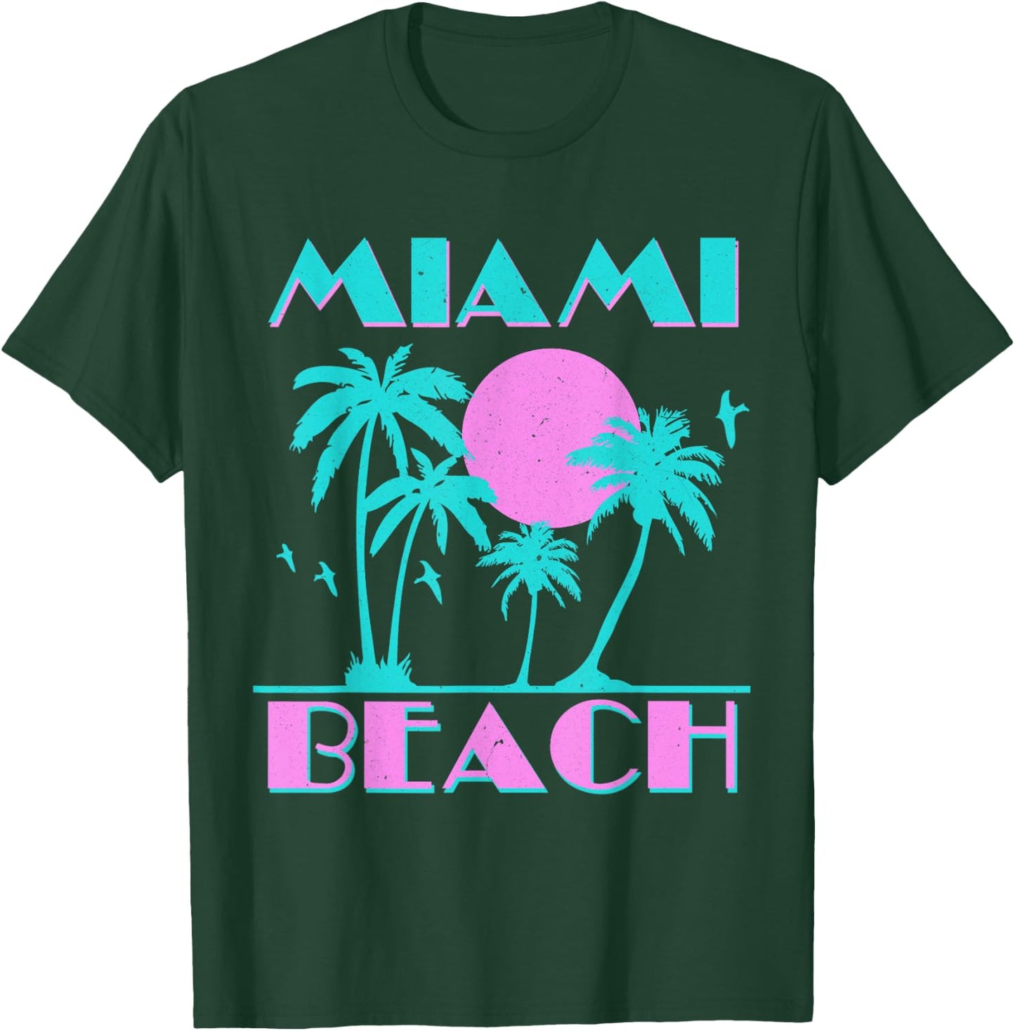 Retro Miami Beach 70s 80s Style Vintage Men Women T-Shirt - T-Shirt | Forest