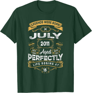 Retro 15th Birthday Legends were Born in July 2011 T-Shirt - T-Shirt | Forest