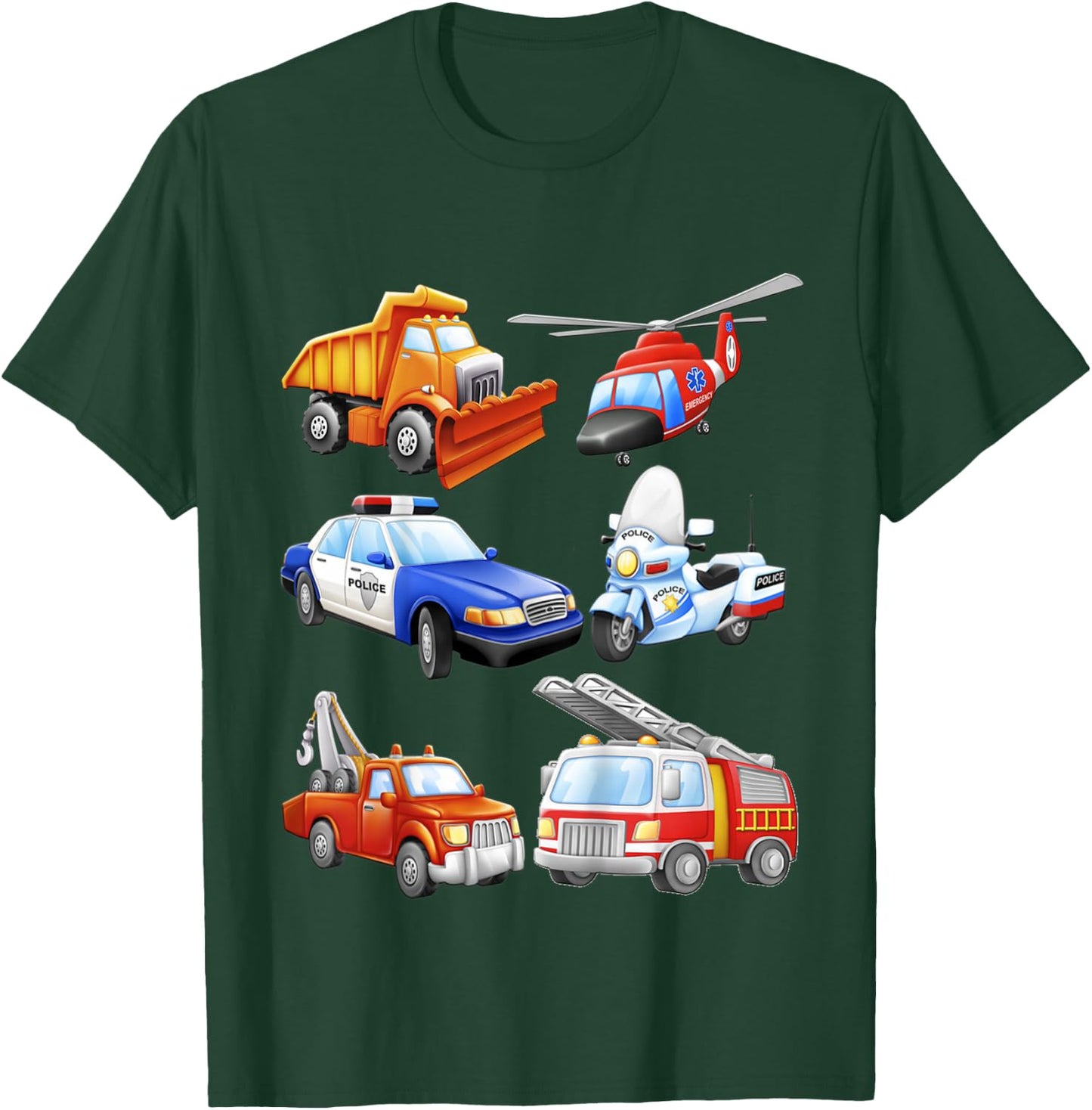 Boys' Emergency Vehicles Toddler Short Sleeved T-Shirt - T-Shirt | Forest