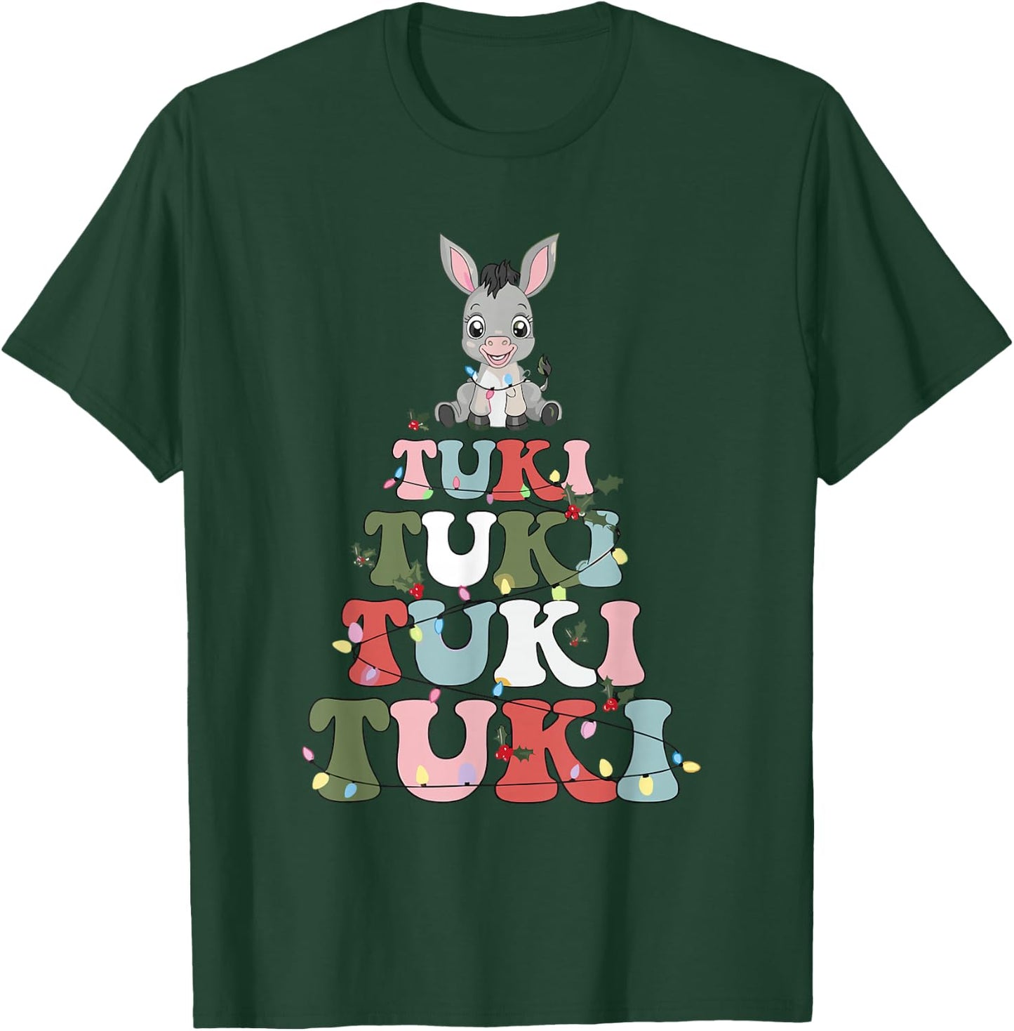 Tuki Donkey Mexican Christmas Tree Donkey Lover Xmas Latino T-Shirt - T-Shirt | Forest
