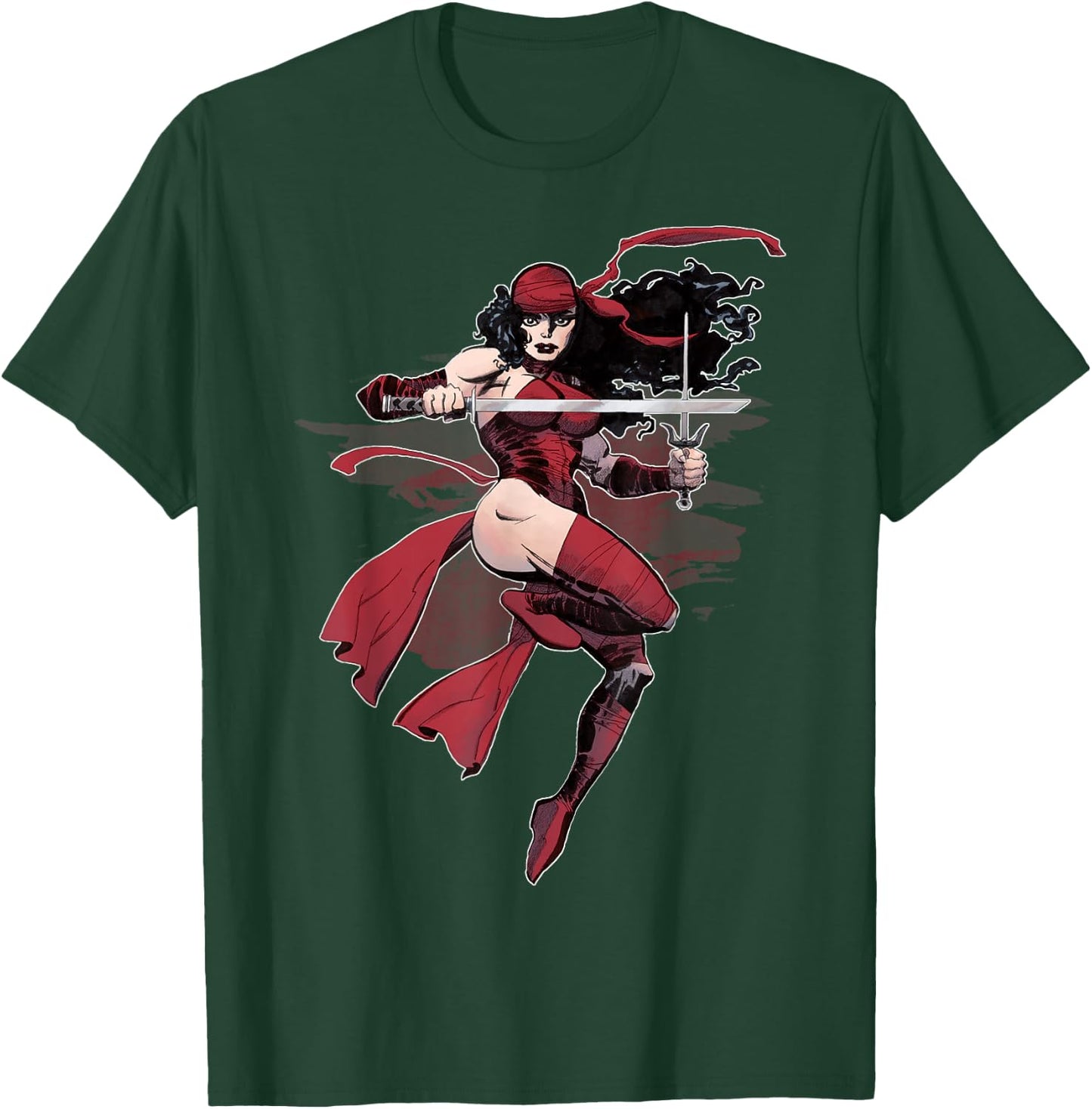 Elektra Hovering Diva and Sword Profile Graphic T-Shirt - T-Shirt | Forest