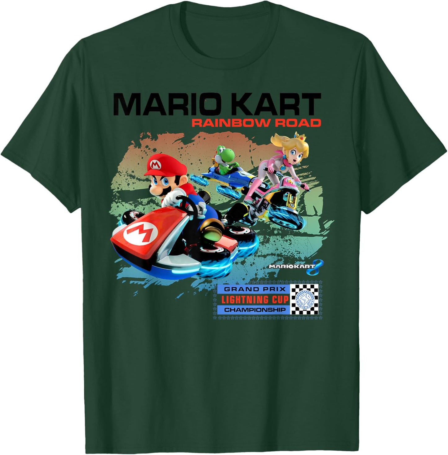 Nintendo Mario Kart Rainbow Road Watercolor Graphic T-Shirt - T-Shirt | Forest