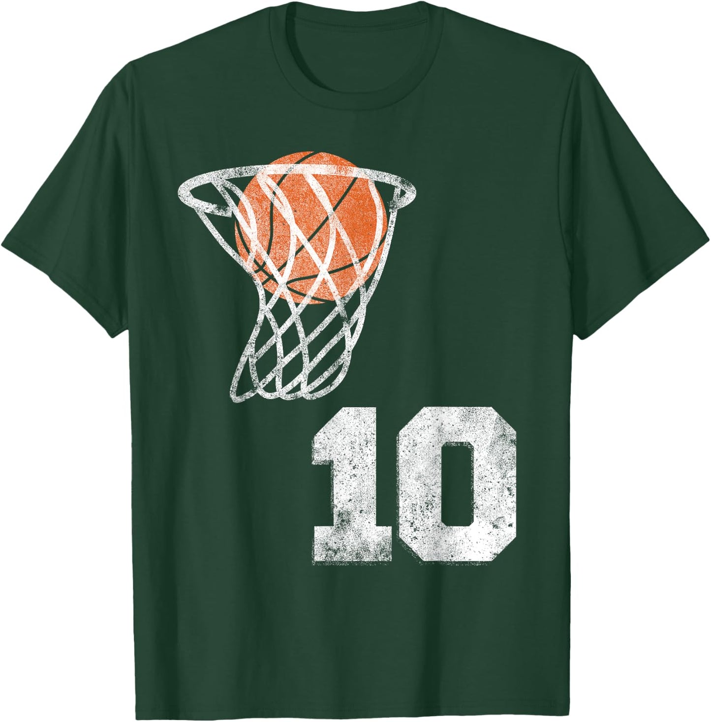 Vintage Basketball Jersey Number 10 Player Number T-Shirt - T-Shirt | Forest