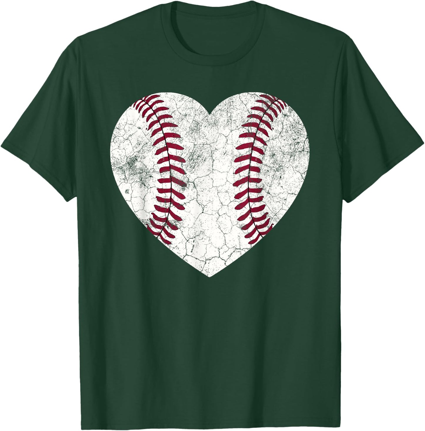 Mother's Day Gift Distressed Heart Baseball Heart Mom Mama T-Shirt - T-Shirt | Forest