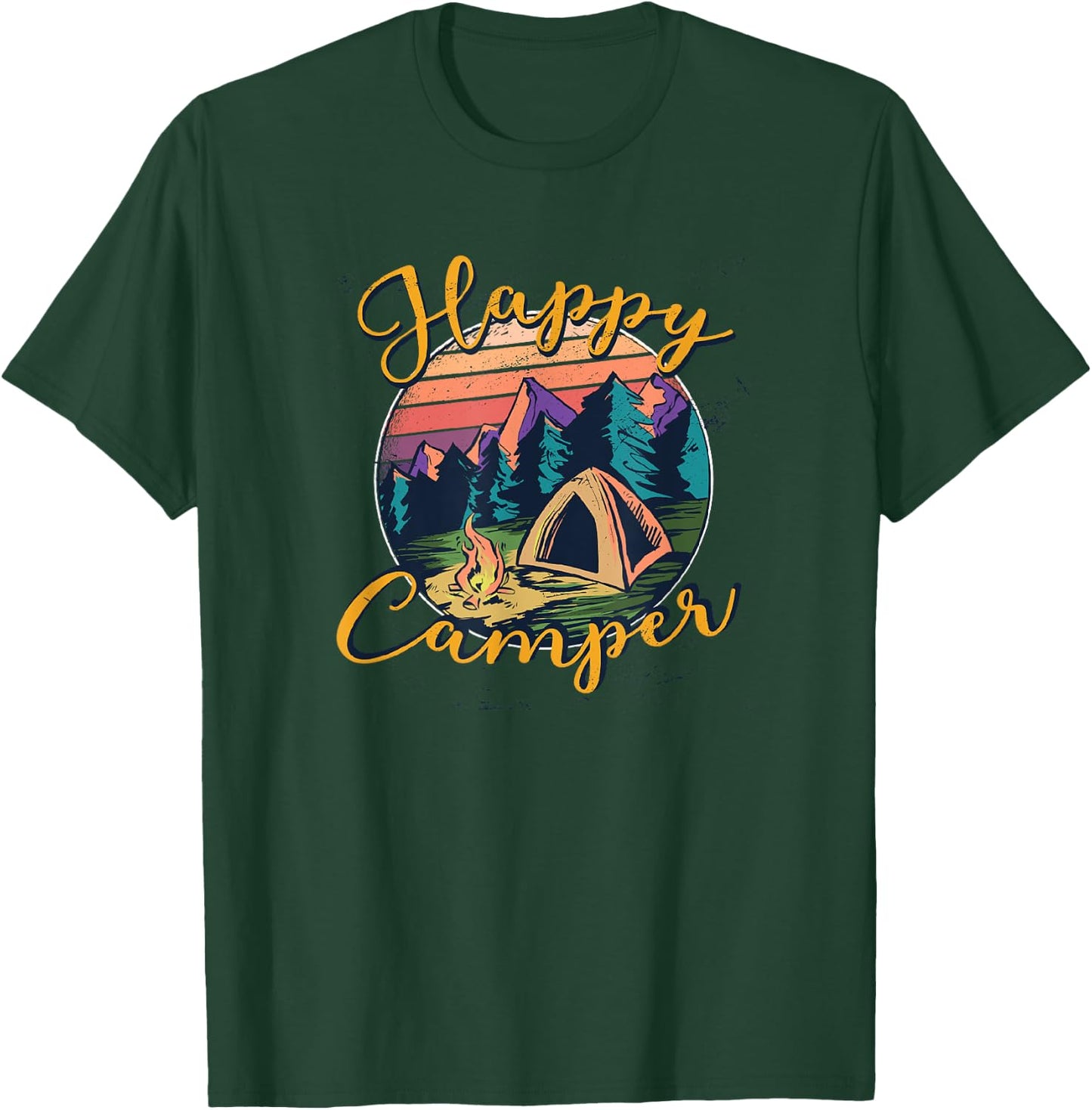 Happy Camper Birthday Party Gift Camping Fan Kids Women Men T-Shirt - T-Shirt | Forest