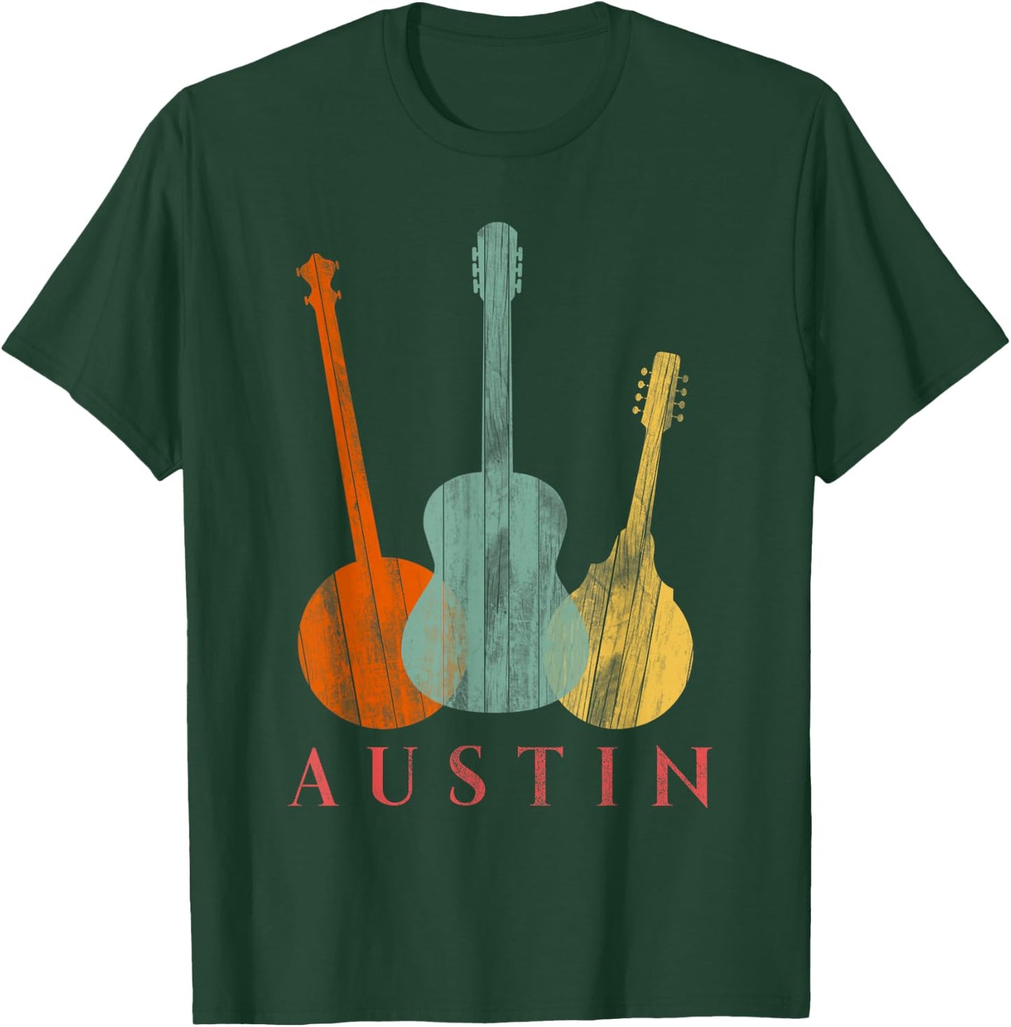 Austin Texas - Distressed Music Small T-Shirt - T-Shirt | Forest