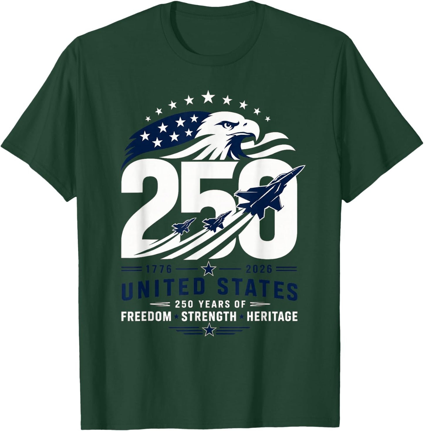 Patriotic Eagle 250th Anniversary USA 250 Years 4th of July T-Shirt - T-Shirt | Forest