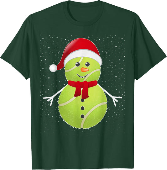 Tennis Ball Snowman Santa T-Shirt - T-Shirt | Forest