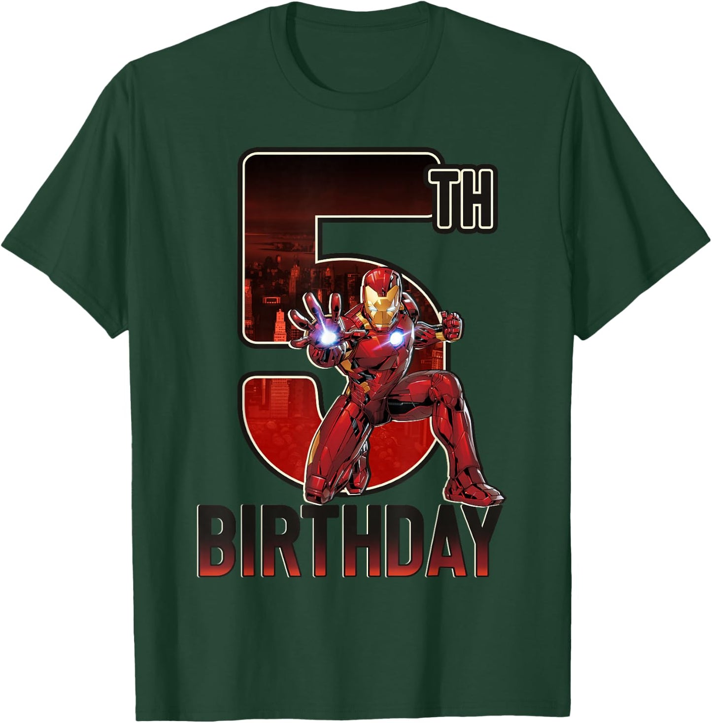 Marvel Iron Man 5th Birthday Action Pose Graphic T-Shirt - T-Shirt | Forest