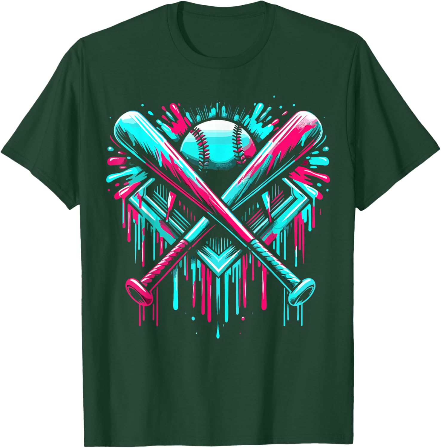 Dripping Baseball Bat T-Shirt - T-Shirt | Forest