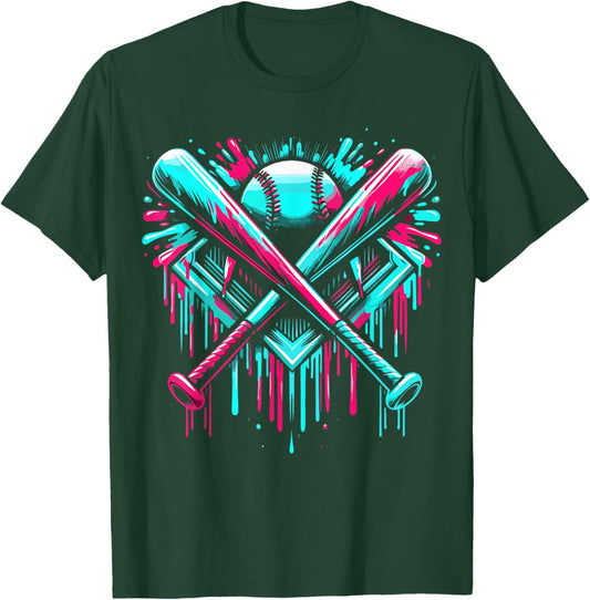Dripping Baseball Bat T-Shirt - T-Shirt | Forest