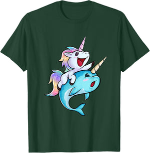 Unicorn Riding A Narwhal T-Shirt - T-Shirt | Forest